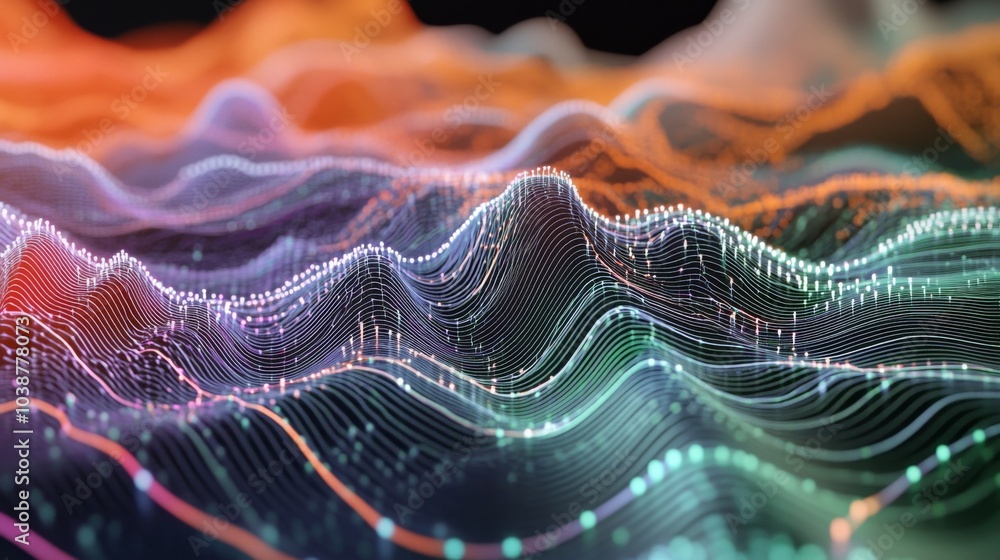 Poster colorful abstract data wave visualization