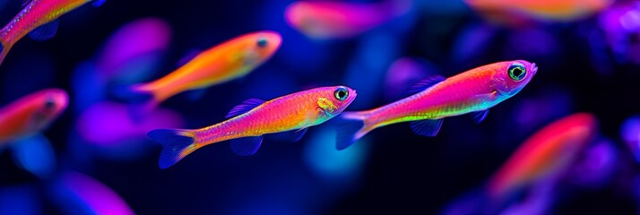Vibrant Tropical Fish Swimming in Aquarium