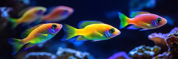 Fototapeta premium Vibrant Tropical Fish Swimming in a Coral Reef Aquarium