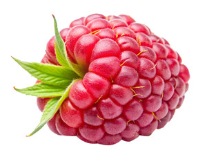 Ripe raspberry bright and colorful summer fruit closeup transparent background, PNG