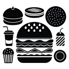 fast food icons set