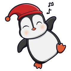 Cute penguin illustration With hat Christmas 