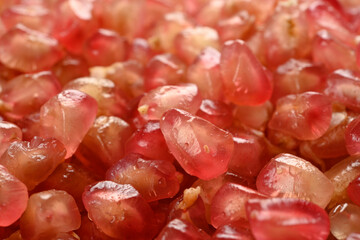Granada, fruta, detalle de las semillas