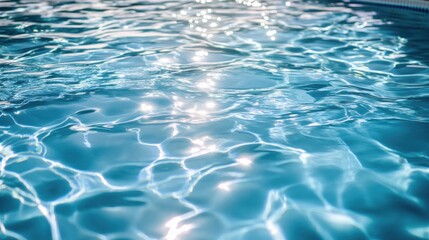 Obraz premium A swimming pool's edge with shimmering water reflections, outdoor setting under bright sunlight, Reflective style