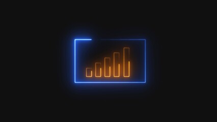 Glowing neon line Financial growth increase icon isolated on black background