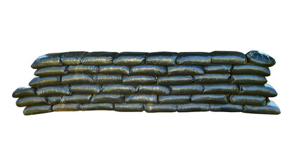 Military Bunker sandbag isolated on white background. This has clipping path.