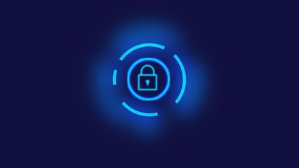 Abstract computer networking security concept. Keypad lock symbol on technology background.