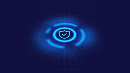 Cyber Security Concept : Shield on future technology Digital Background.