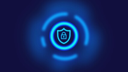 Cyber Security Concept : Shield on future technology Digital Background.