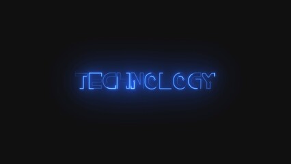 Technology text font with neon light.