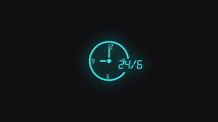 Open 24 hours a day and 6 days. Icon