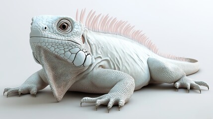 Obraz premium A white iguana with pink accents on a white background.