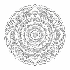  complex Intricate mandala design, featuring complex geometric patterns with with clear, bold lines.  white background,  coloring book page