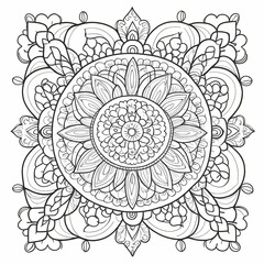  complex Intricate mandala design, featuring complex geometric patterns with with clear, bold lines.  white background,  coloring book page