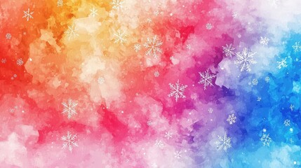 Fototapeta premium Colorful Watercolor Abstract Snowflake Background