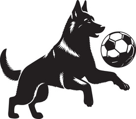 German shepherd playing football vector illustration