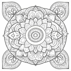  complex Intricate mandala design, featuring complex geometric patterns with with clear, bold lines.  white background,  coloring book page