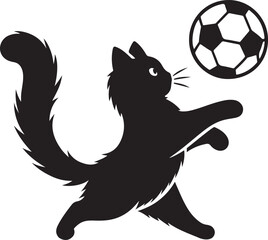 Obraz premium Cat playing football silhouette vector art