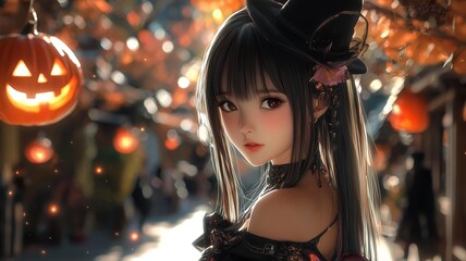 Fototapeta premium コスプレをしたリアルアニメ調の日本人美女