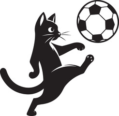 Cat playing football silhouette vector art