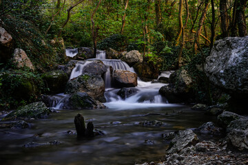 Obraz premium River stream inside the Gole del Sagittario, Anversa degli Abruzzi, Abruzzo, Italy