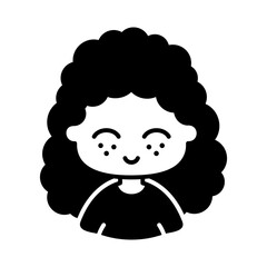 Woman girl with curly hairstyle vector icon