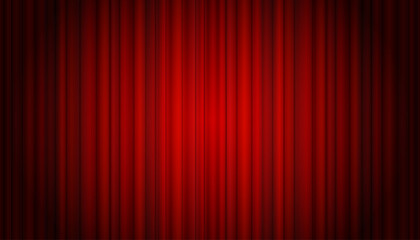 Modern red curtain background, closed mockup banner of theatre curtains on stage