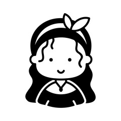 Woman girl with long straight hair vector icon