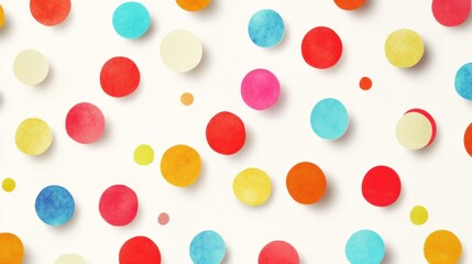 A colorful arrangement of circular shapes on a light background, creating a playful design.