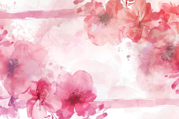 A watercolor painting of pink flowers with a white background