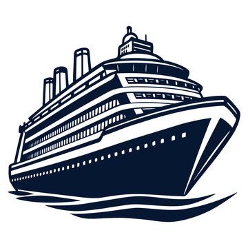 recommend clip art: Big cruise ship clip art. Flat monochrome vector illustration, Ai generated