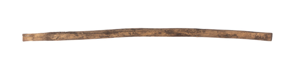 old long curved wooden stick isolated on white background