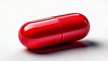 Red pill isolated on white background