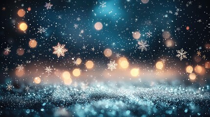 Obraz premium Magical Night Scene with Glowing Snowflakes