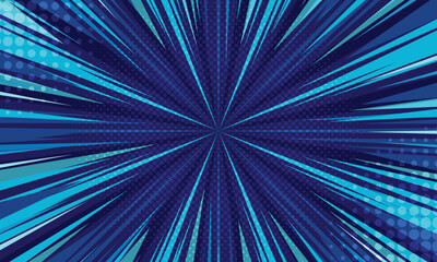 Abstract radial blue rays retro background