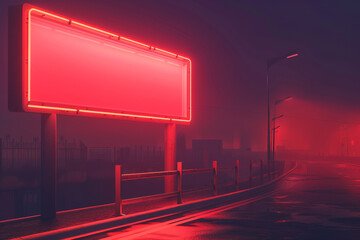 A neon sign is lit up in the dark, creating a moody atmosphere