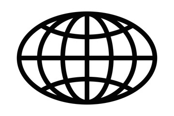 Obraz premium Simple vector globe icon, representing the world, global connection, or international communication. Editable stroke.