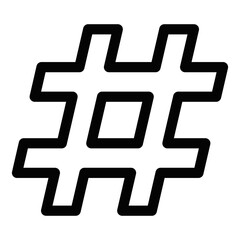 Obraz premium Bold vector icon of a hashtag, perfect for social media, digital communication, or marketing themes. Editable stroke.