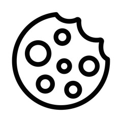 Clean vector icon of a cookie, suitable for food, dessert, or bakery themes. Editable stroke.