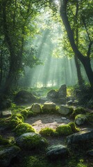 Obraz premium Mystical Druidic Circle in a Enchanted Forest