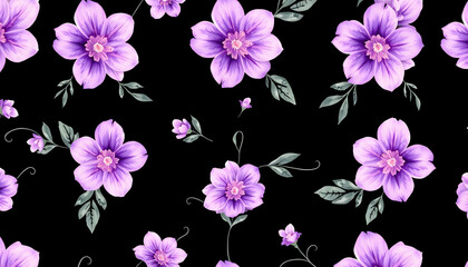 Purple ornament. Floral botanical flower. Watercolor background illustration set. Seamless background pattern isolated with white highlights, png