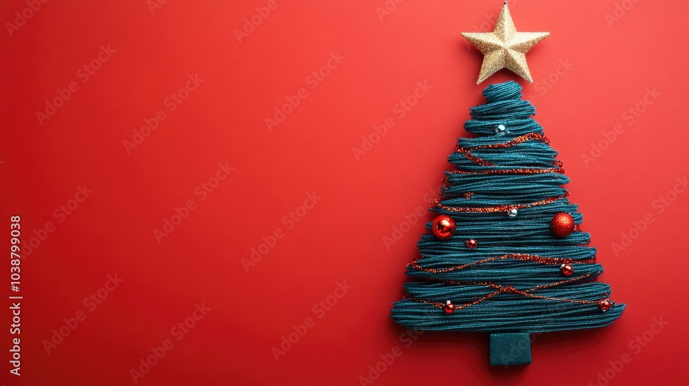 Poster tree on red backdrop generative ai