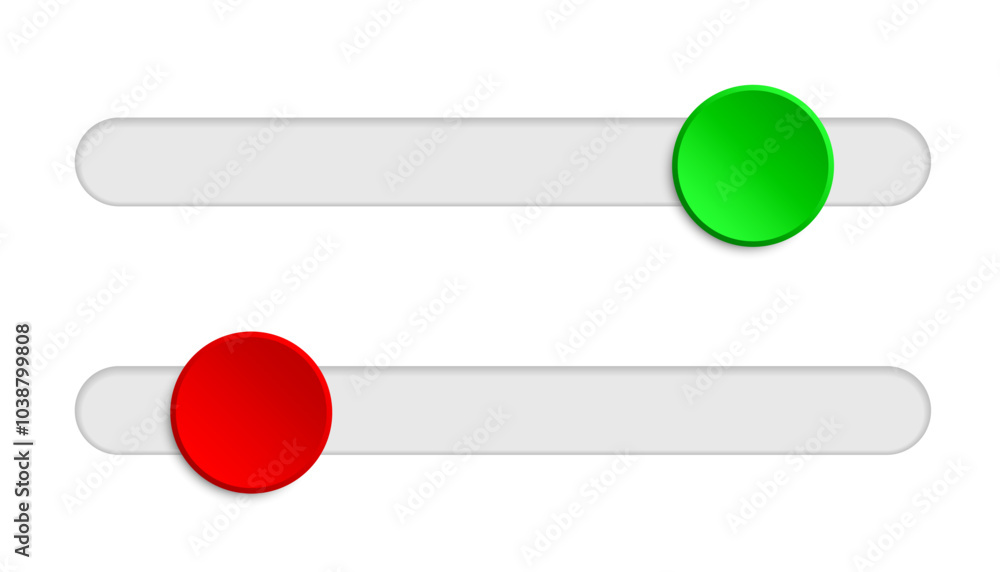 Aufkleber Scroll bars, scroll bar slider, on and off toggle switch button, UI design button icons for interface, interaction technique or widget for scrolling. Scrollbar frontend control navigation element