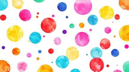 Colorful watercolor circles on a white background, creating a cheerful and playful design.