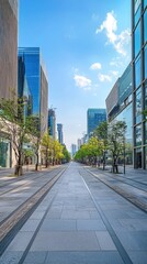 Modern Empty Street in Sleek Cityscape