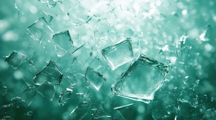 Ice cubes submerged in clear turquoise water, creating a refreshing and cool visual effect.