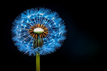 Dandelion seed head captured in perfect detail, with delicate seeds ready to be blown away by the wind