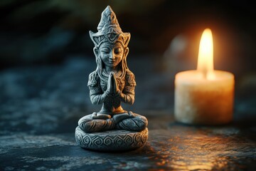 A figurine of a mystical being a sacred totem of pagan beliefs set against a dark backdrop