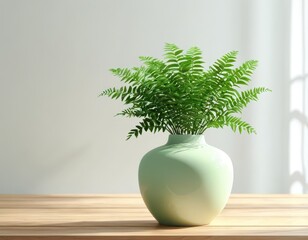 Elegant Green Plant in a Softly Lit Minimalist Setting