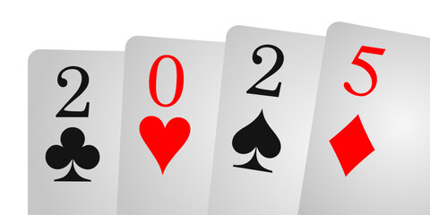 Year card 2025. New year. Suit icon